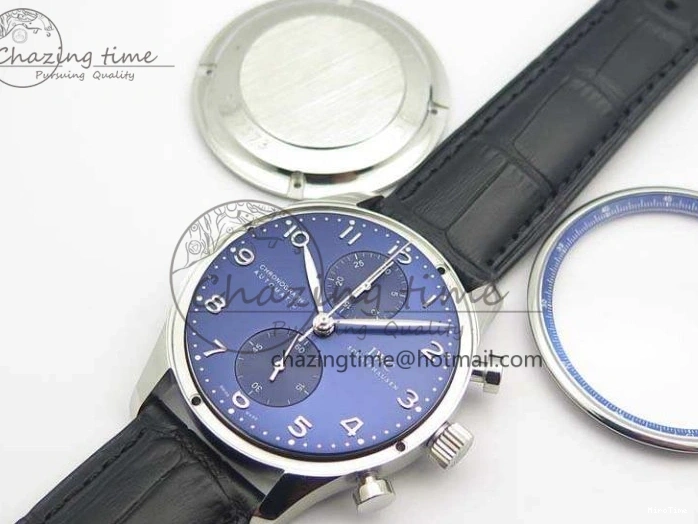 MIROTIME 0524 MoistureWicking Portuguese IW371491 ZF 1:1 Best Edition SS Blue Dial On Leather Strap A79350 (Slim Movement) V 7221